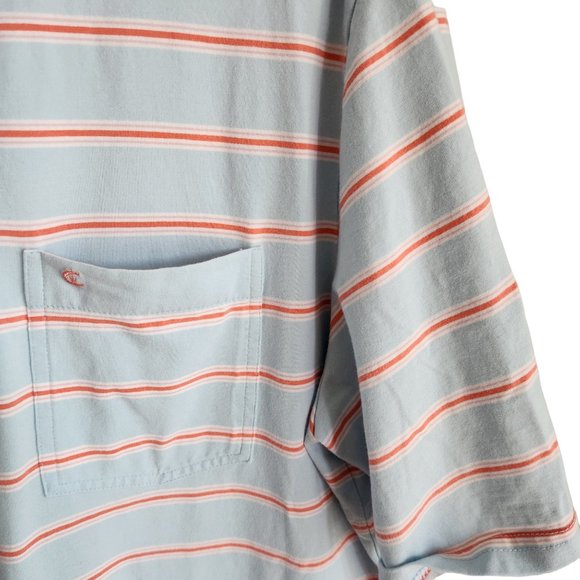 Criquet Men's Polo Size Large Light Blue Striped Soft Pima Cotton Blend - Picture 4 of 9